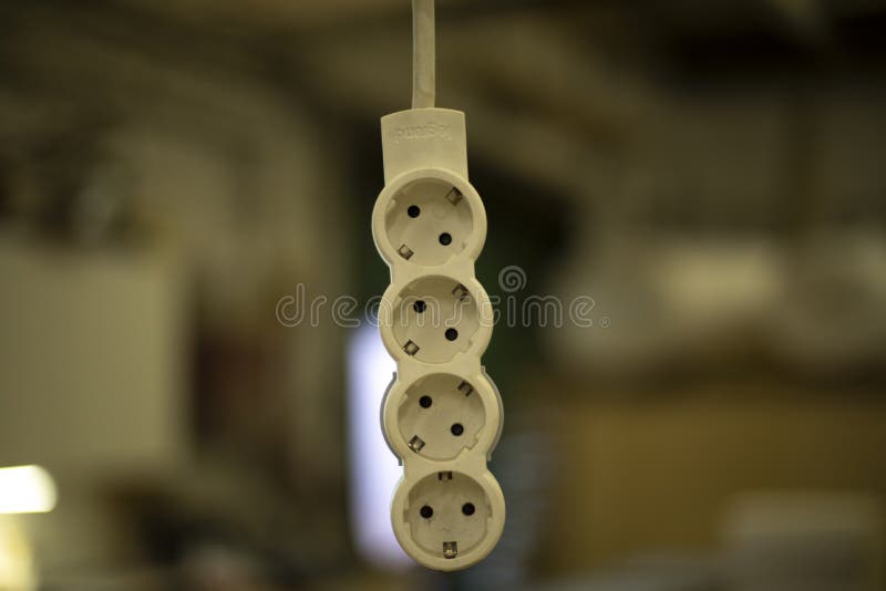 Electrical Outlet Hangs on Wire. Extension Cord for Current Stock Image Image of electric