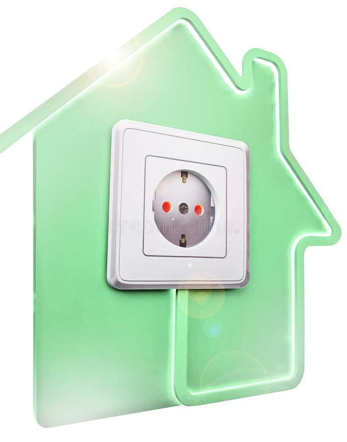 Electrical Outlet In House As Symbol Of Comfort Stock