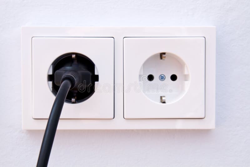 Electrical outlet with plug stock images