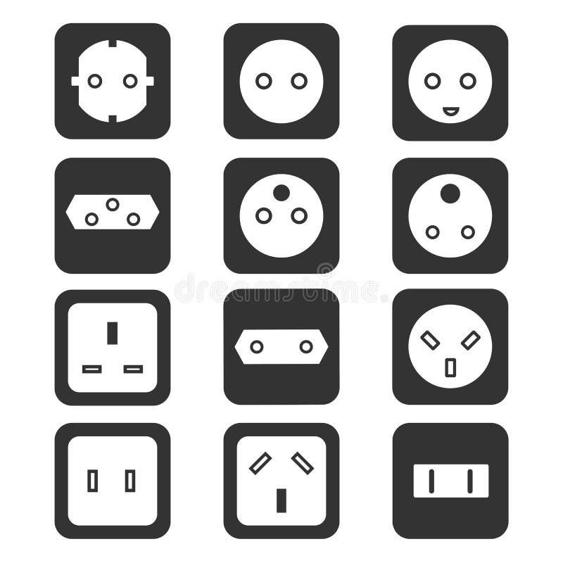 Electrical Outlet Type. Socket Icon. Vector Illustration, Flat Design