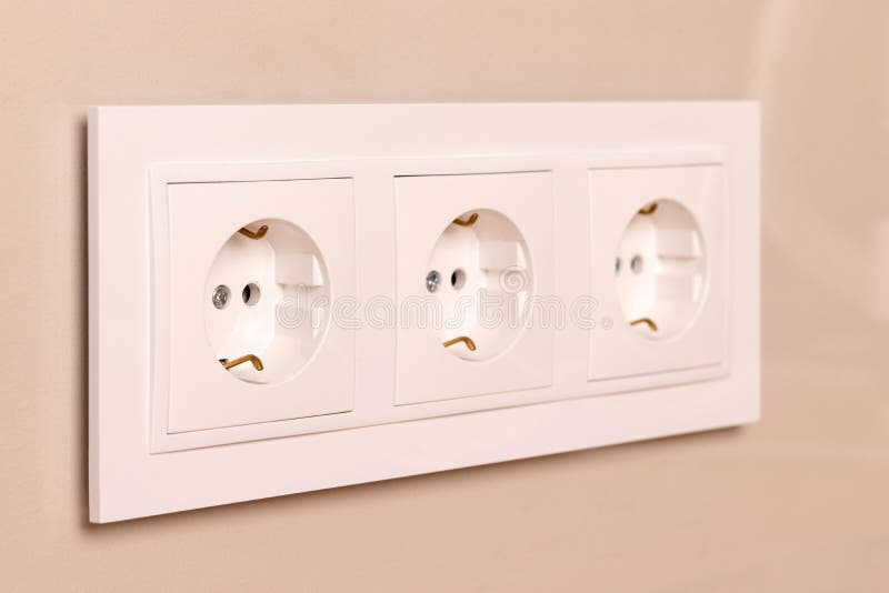 Electrical Outlets on Beige Wall Stock Photo Image of neutral, modern