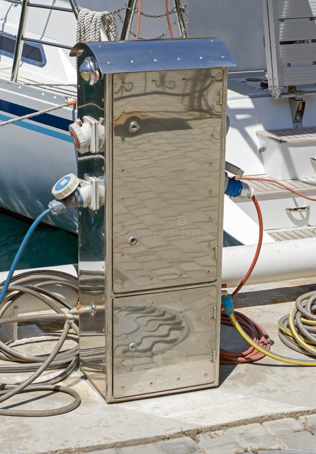Electrical Outlets for Charging Boats Stock Photo Image of boating