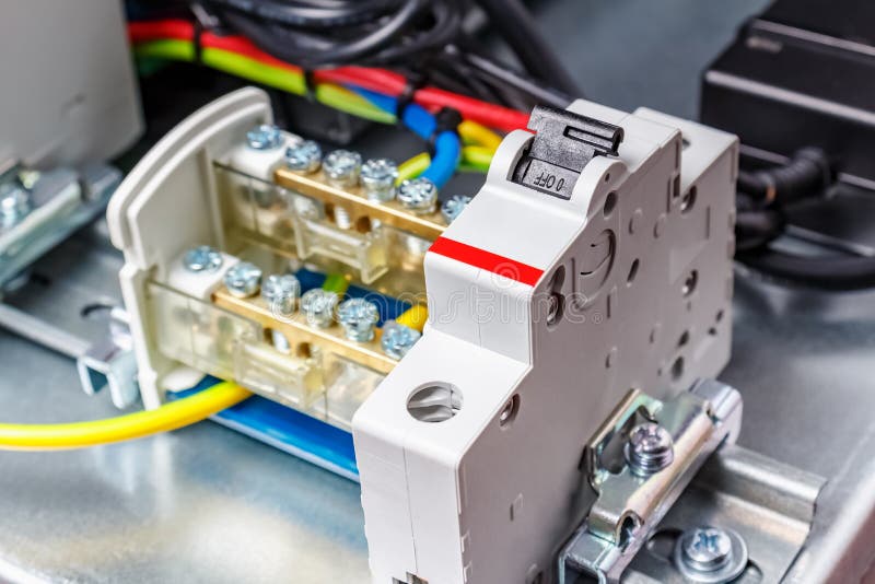 Electrical Panel Assembling. Metal Mounting Plate with Electrical