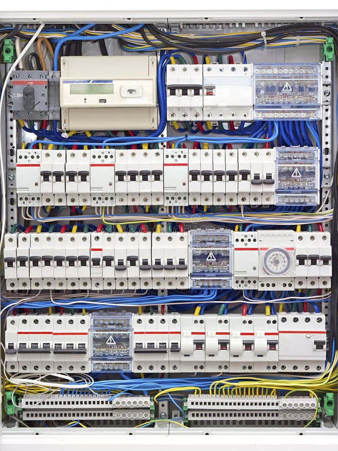 Electrical Panel with Fuses Closeup Stock Image Image of line, metal