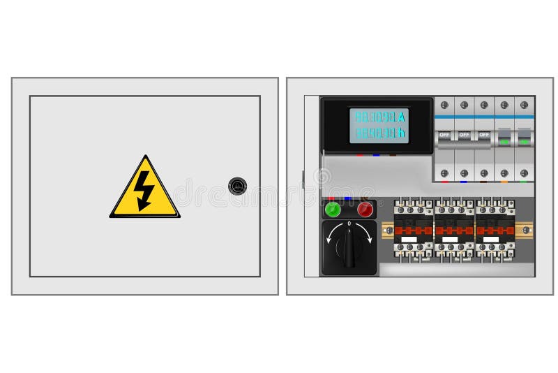Electrical Panel with Magnetic Contactor Stock Vector - Illustration of