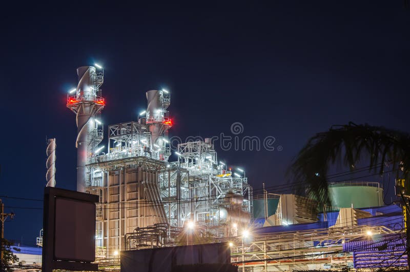 Electrical plant at night