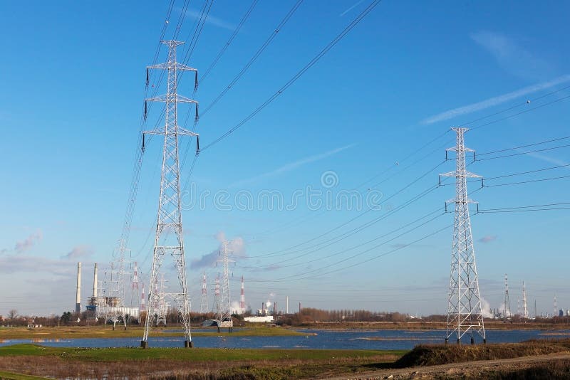 Electrical power plant near Antwerp, Belgium.