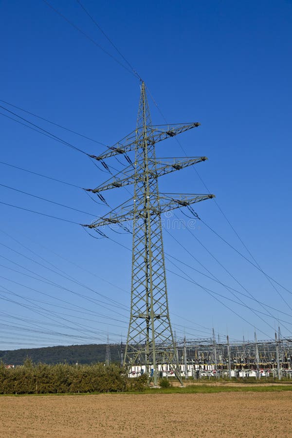 Electrical power plant in beautiful meadow