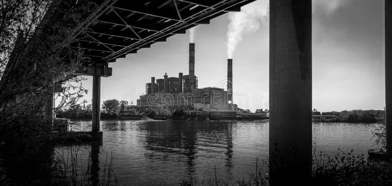 Electrical power plant in black and white