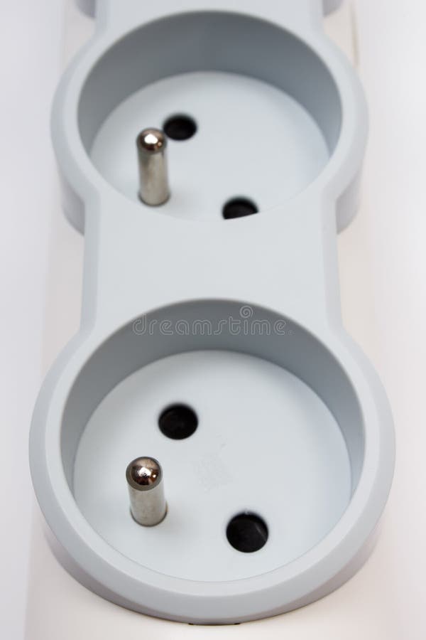 Electrical power strip on white background stock image