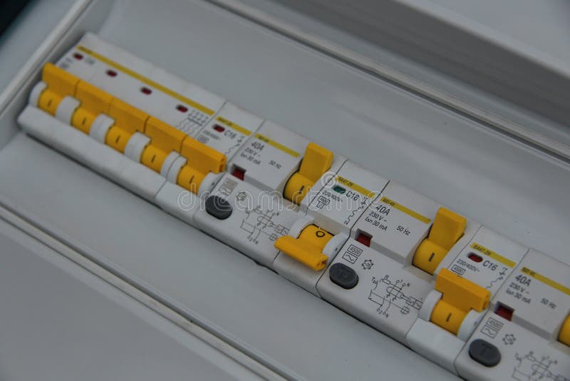 Electrical Circuit Breaker Protection Installed in the Panel Stock