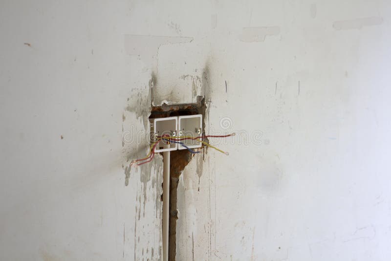Electrical renovation work stock photo. Image of close 98508296