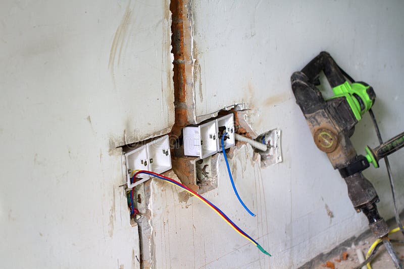 Electrical Renovation Work, Light Switch Stock Photo Image of