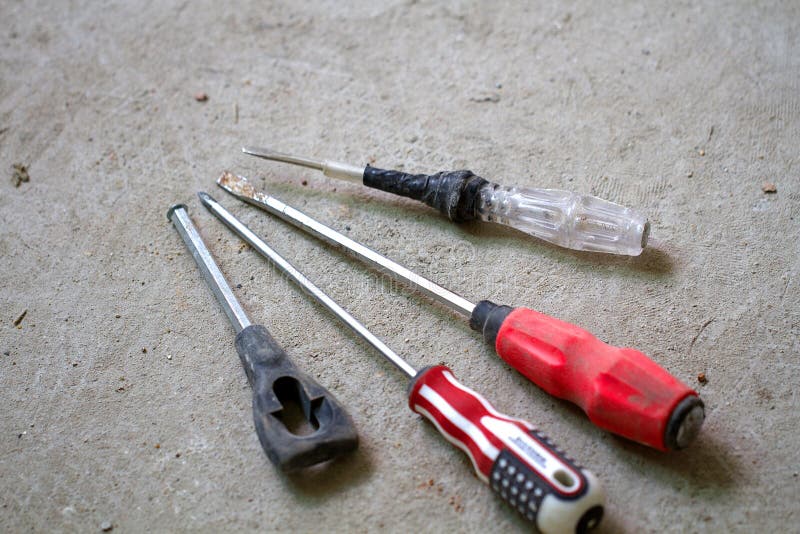 Electrical Renovation Work, Many Hand Tools Stock Photo Image of