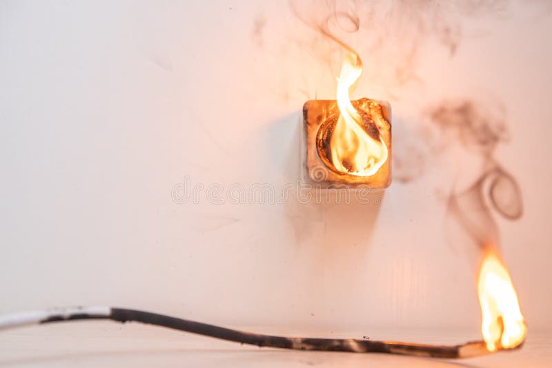 Electrical Short Circuit. Failure Caused by Burning Wire and Rosettes