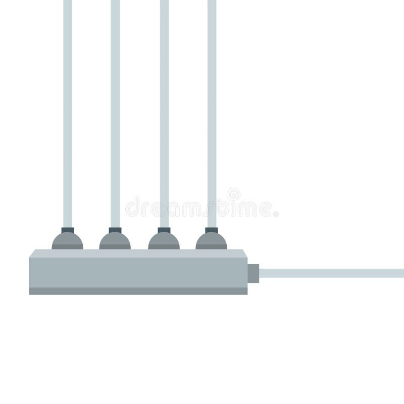 Many outlets to plug with many white wires. vector illustration