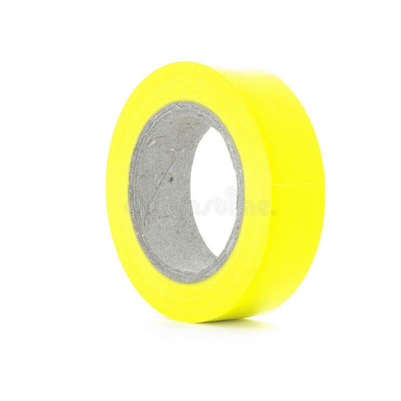 Electrical Sticky Yellow Insulation Tape Reel Isolated on White