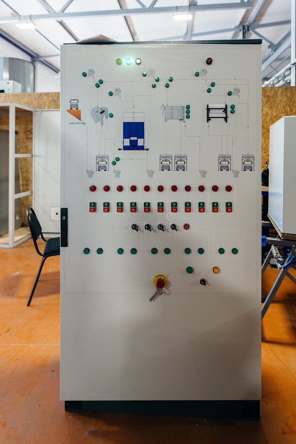 Electrical Switchgear in the Switchgear Room Stock Photo