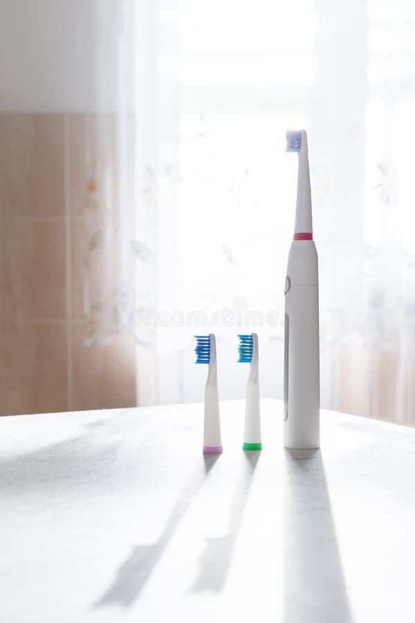 Electrical Tooth Brushes Set in Sunny Day Stock Photo Image of