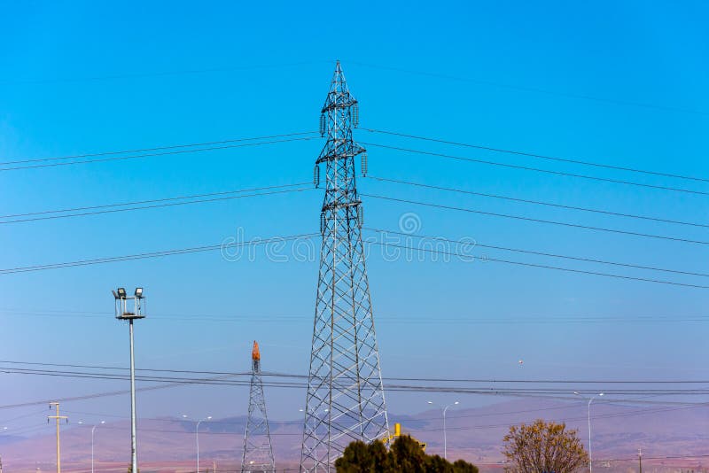 Electrical Transmission Lines and Wire in Afyon Stock Photo Image of