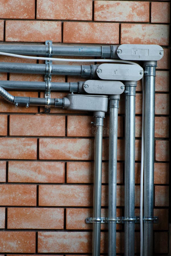 Loft Style Concrete Wall Conduit Pipe Stock Photo 781905913