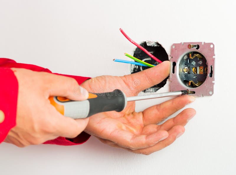 Electrical Outlet Installation Stock Image Image of cable, screwdriver 50001689
