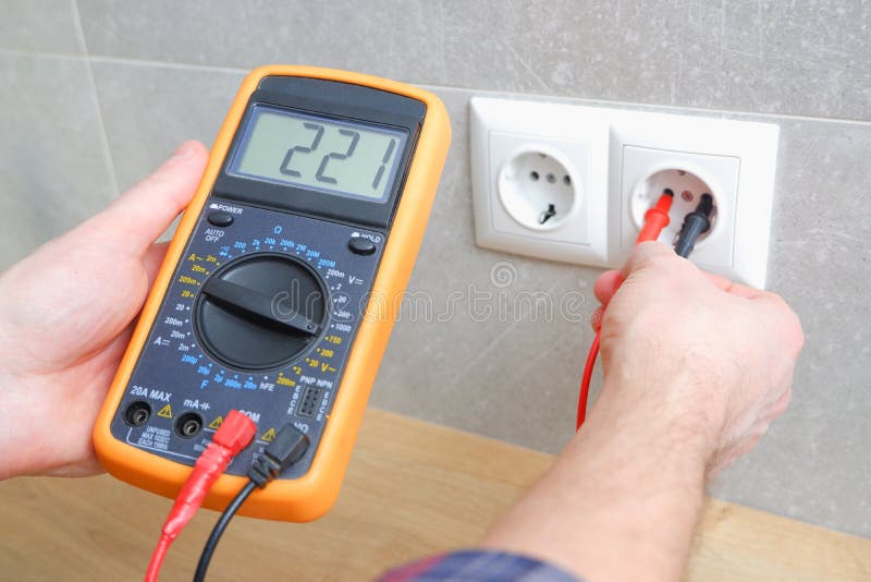 The Electrician Measures the Voltage in the Home Network by Inserting a