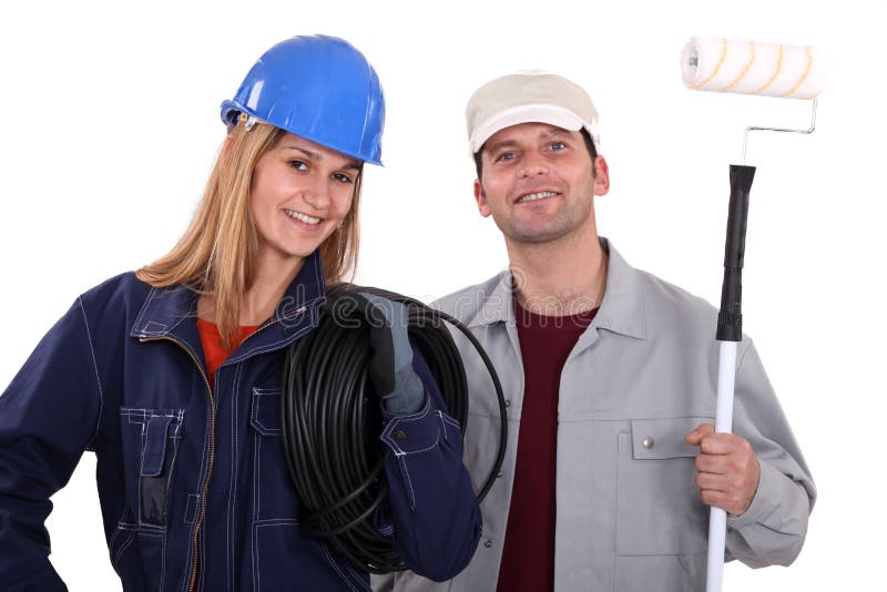 Electrician and a painter stock image. Image of profession 33950883