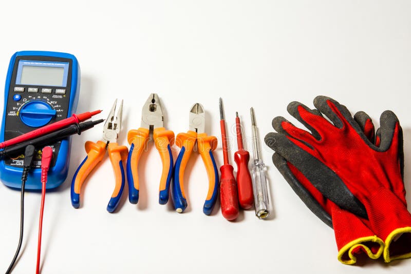 Electrician`s work tool stock photo. Image of white - 144947434