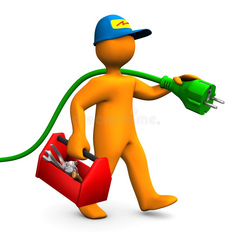 Electrician With Toolbox And Connector vector illustration Electrician With Toolbox And Connector vector illustration