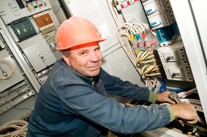 Electrician at work stock photo. Image of electric, male 16879482