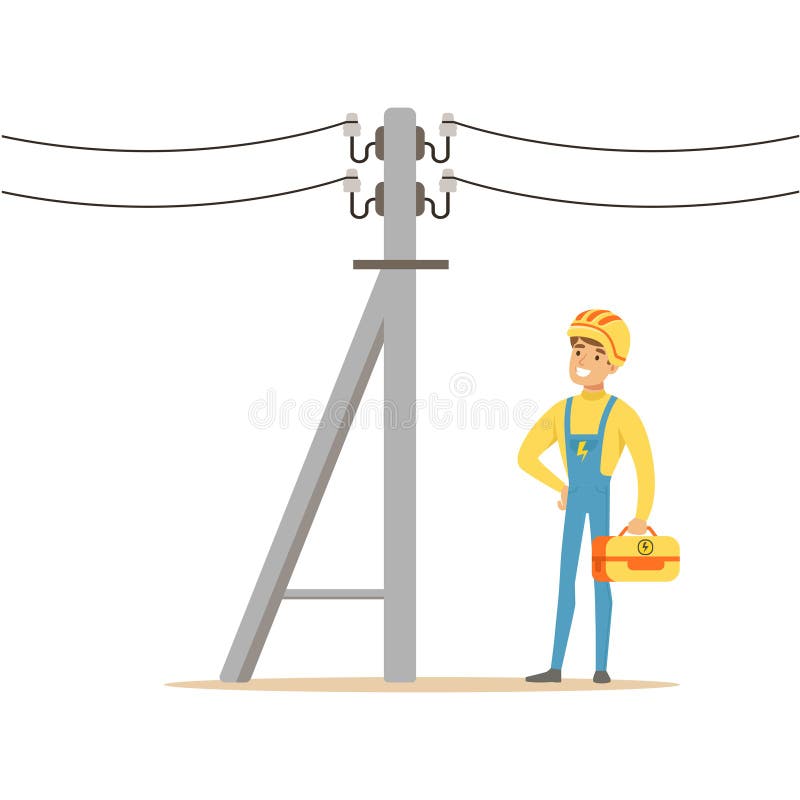 Electrician working on electric power pole, electric man performing electrical works vector Illustration vector illustration Electrician working on electric power pole, electric man performing electrical works vector Illustration vector illustration