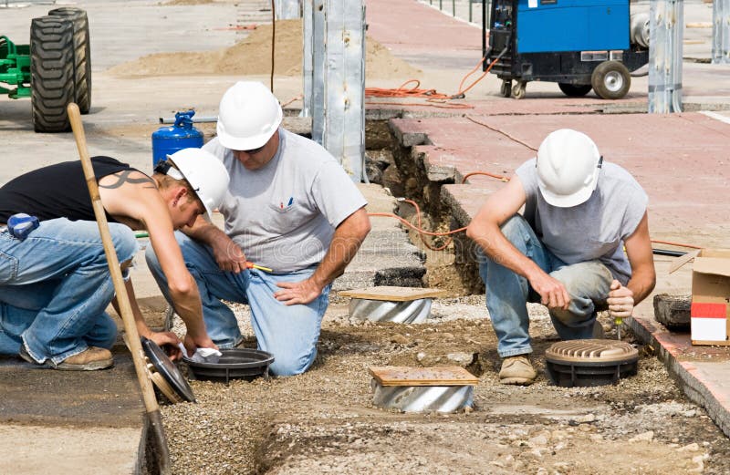 Electricians Installing Lights stock photos Electricians Installing Lights stock photos