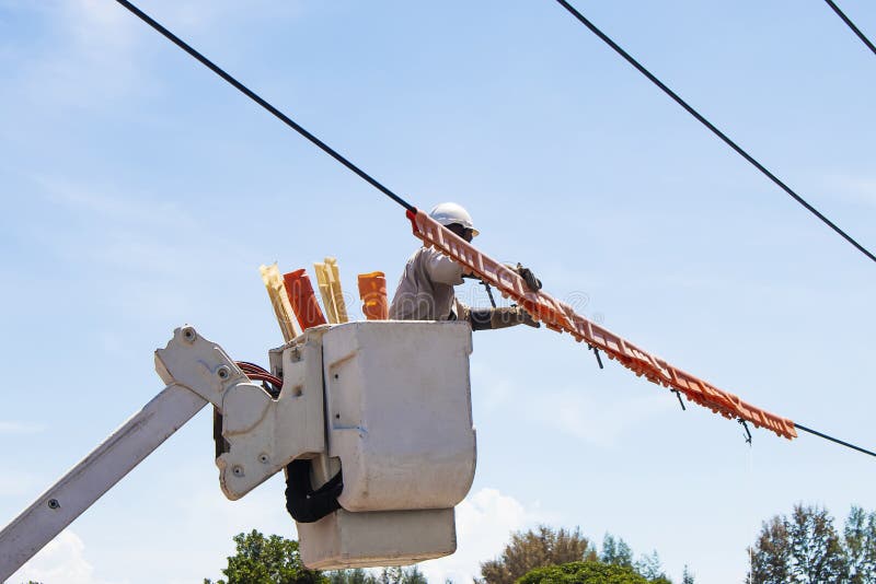 Electricians protect electrical wires at construction sites. stock images Electricians protect electrical wires at construction sites. stock images