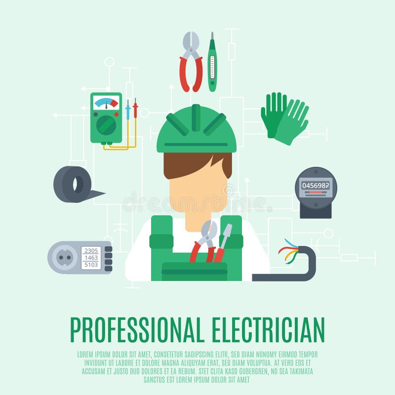 Electricista Profesional Con Las Herramientas De La Electricidad  Ilustración del Vector - Ilustración de cable, materia: 64827220