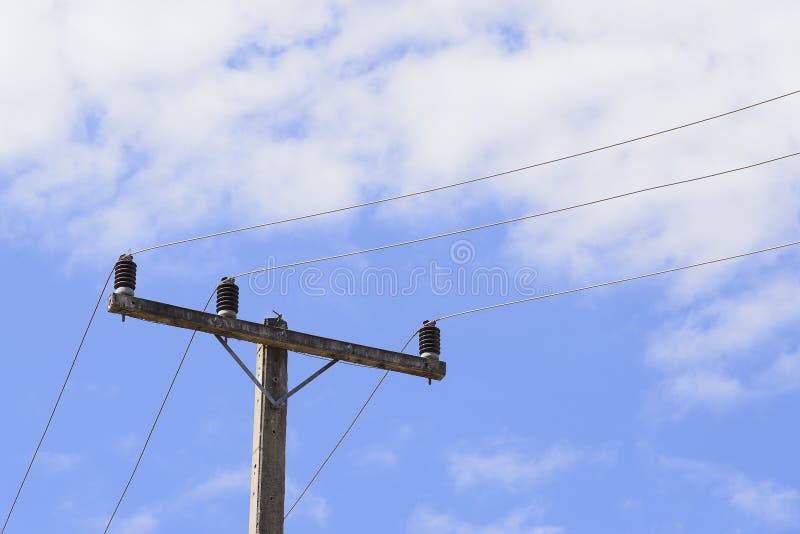 Electricity concrete post stock photo