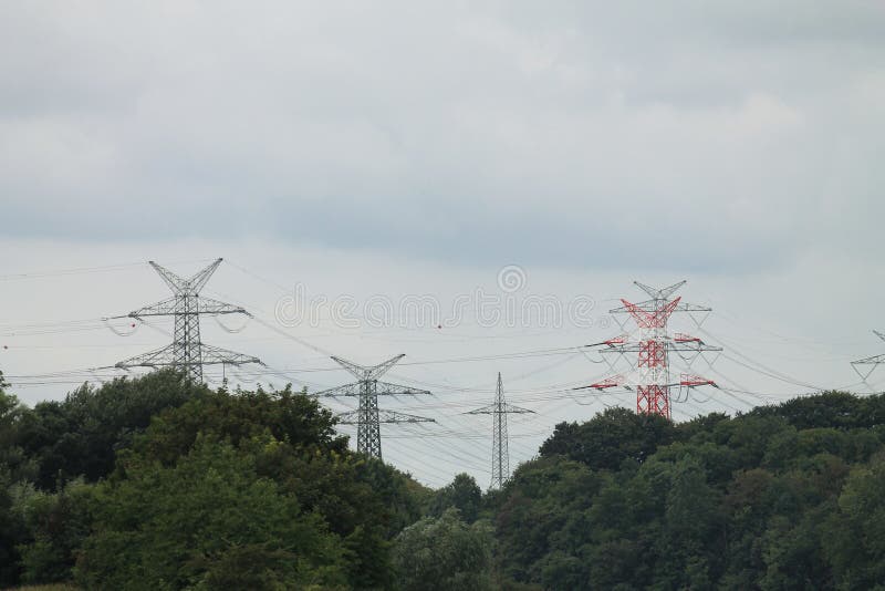 Electricity in Europe. stock image. Image of mast, line 263626361