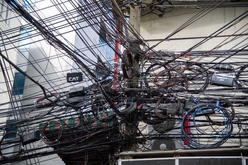 Electricity and Cables Stock Image Image of network