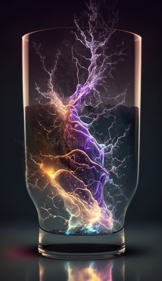 Electricity Moving through Liquid Glass 8k UHD Generative AI Stock