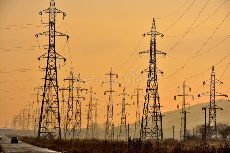 Electricity poles network stock photo. Image of line 59223208