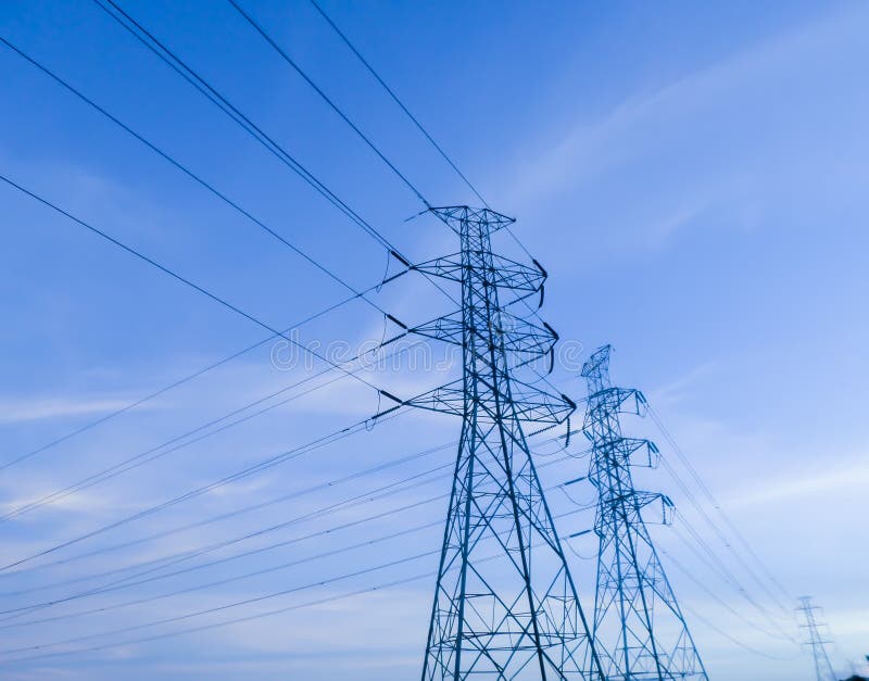 Electricity Post Line into the Power Factory Stock Image Image of