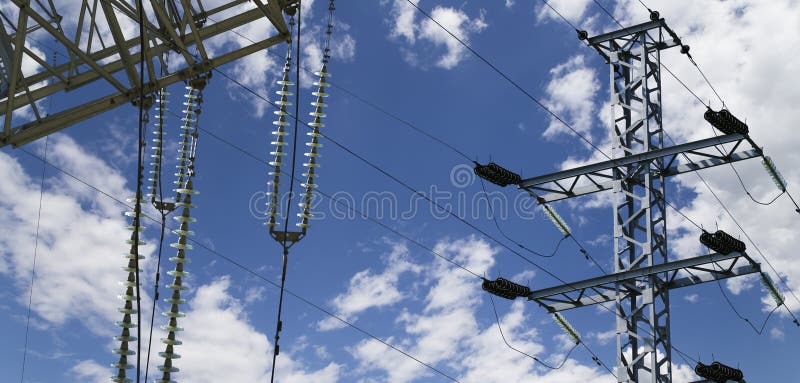Electricity Pylon High Voltage Power Line on the Background of the