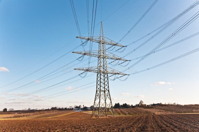 Electricity tower for energy with sky