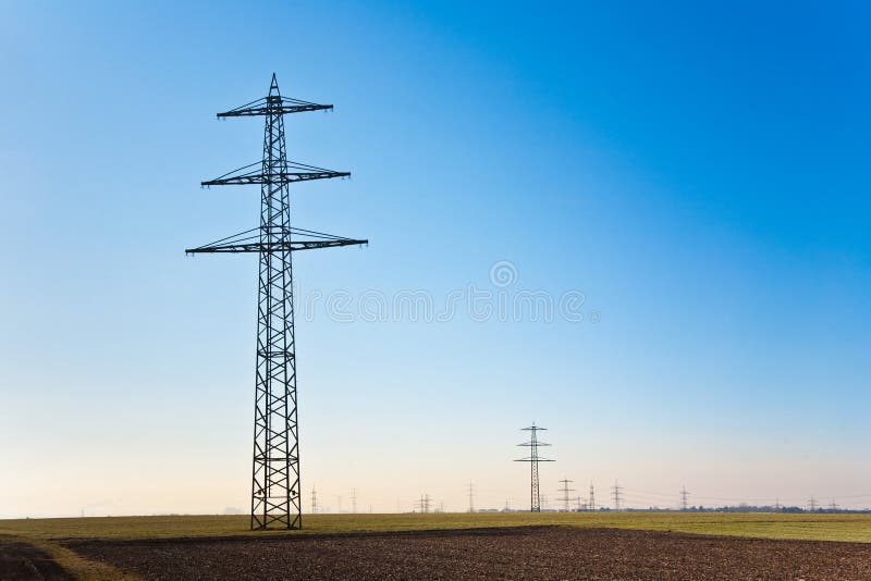 Electricity tower for energy with sky