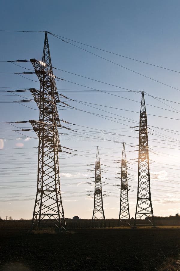 Electricity tower for energy with sky