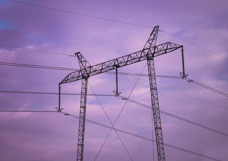 Electricity Transmission Line Pole Stock Photo Image of technology