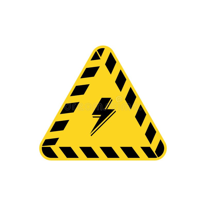 Electricity Warning Sign. Electricity Warning Sign with Safety Stripes