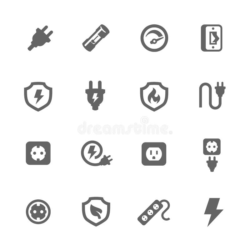Simple Set of Electricity Related Vector Icons for Your Design. Electrical grounding illustrations