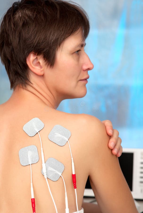 Male with Acute Neck Pain, Electrodes To Tens Unit Stock Image - Image of  killer, male: 12641955