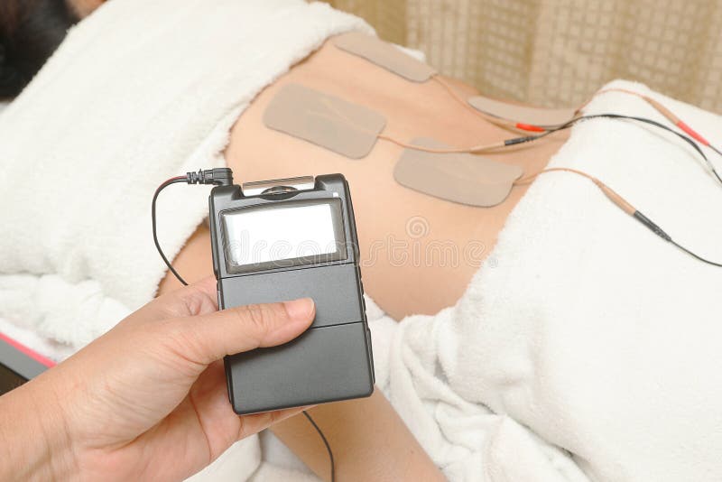 Electrodes of Tens Device on Shoulder, Tens Therapy Stock Image Image